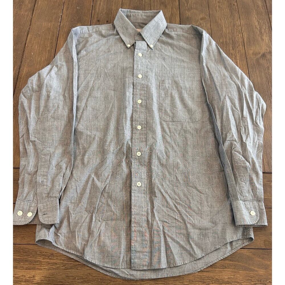 AKA Eddie Bauer Mens Long Sleeve Shirt Heather Gray 100% Cotton 32/34 Neck 15